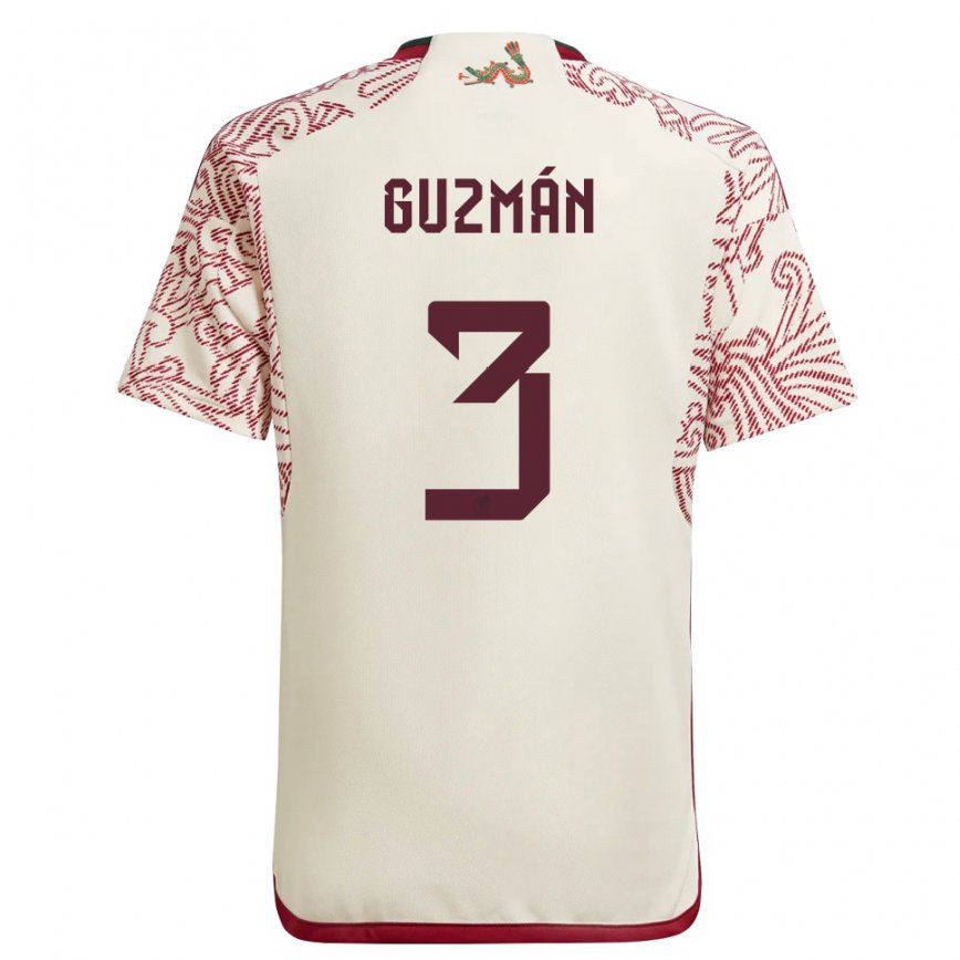 Hombre Camiseta México Victor Guzman #3 Maravilla Blanco Rojo 2ª Equipación 22-24 México