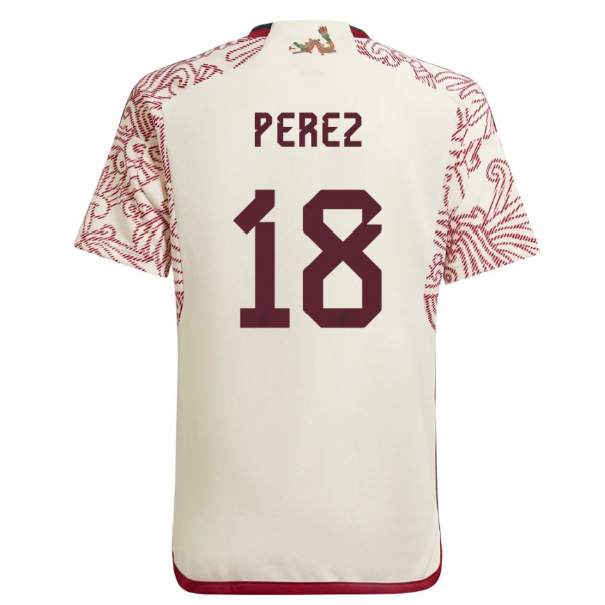Hombre Camiseta México Jonathan Perez #18 Maravilla Blanco Rojo 2ª Equipación 22-24 México
