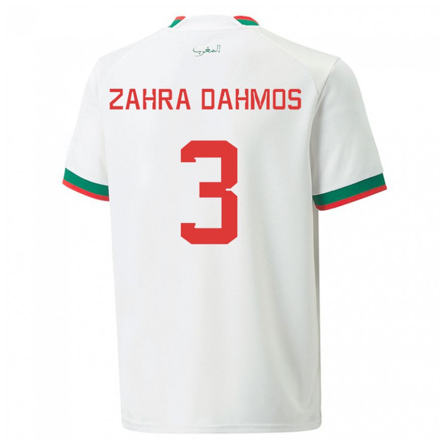 Hombre Camiseta Marruecos Fatima Zahra Dahmos #3 Blanco 2ª Equipación 22-24 México