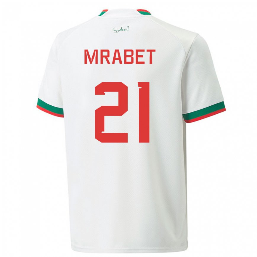 Hombre Camiseta Marruecos Yasmin Mrabet #21 Blanco 2ª Equipación 22-24 México