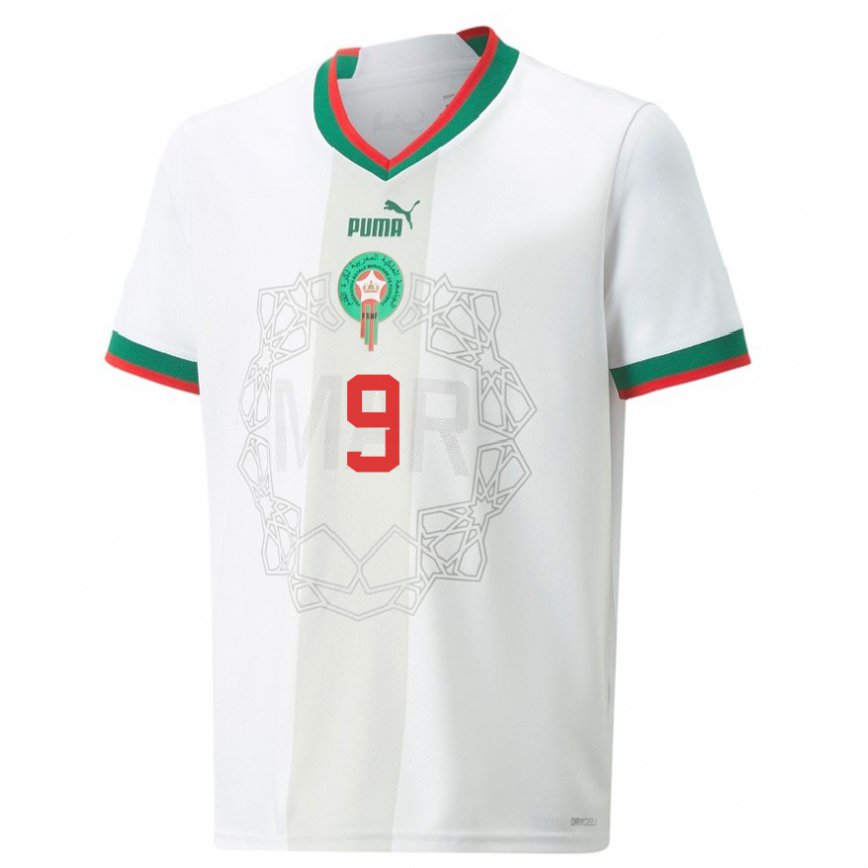 Hombre Camiseta Marruecos Ayoub Mouloua #9 Blanco 2ª Equipación 22-24 México