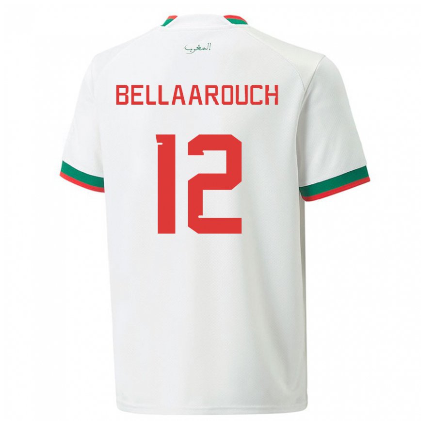 Hombre Camiseta Marruecos Alaa Bellaarouch #12 Blanco 2ª Equipación 22-24 México
