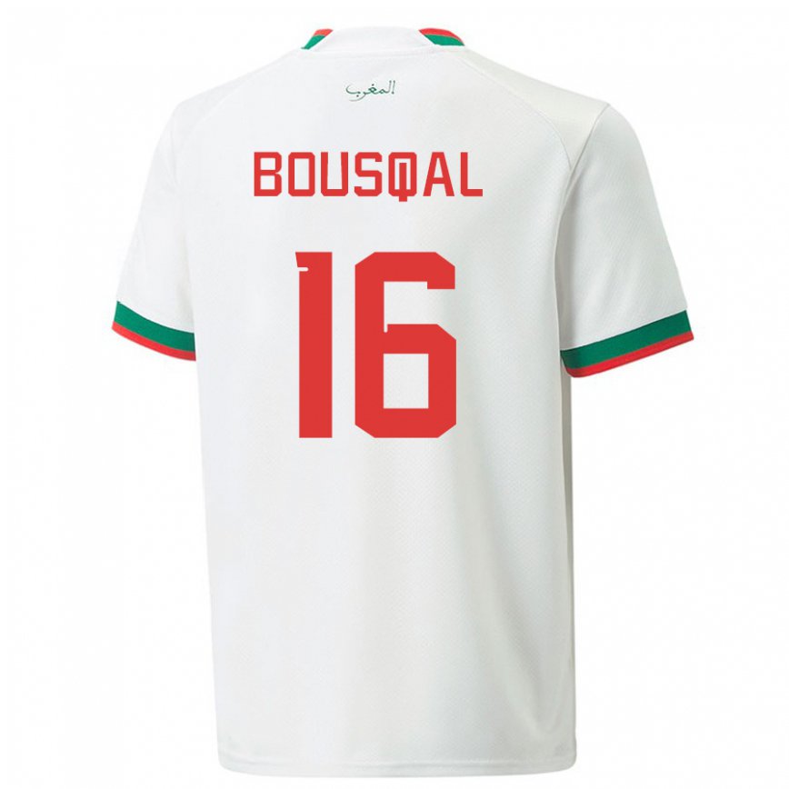 Hombre Camiseta Marruecos Hamza Bousqal #16 Blanco 2ª Equipación 22-24 México