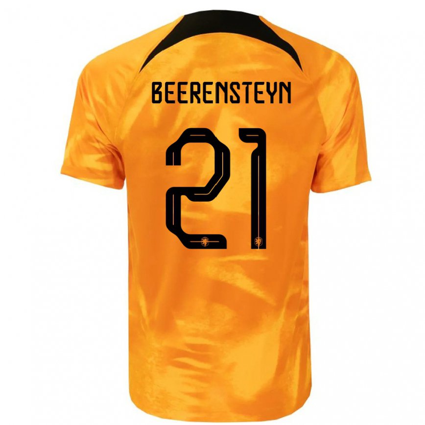 Mujer Camiseta Países Bajos Lineth Beerensteyn #21 Naranja Láser 1ª Equipación 22-24 México
