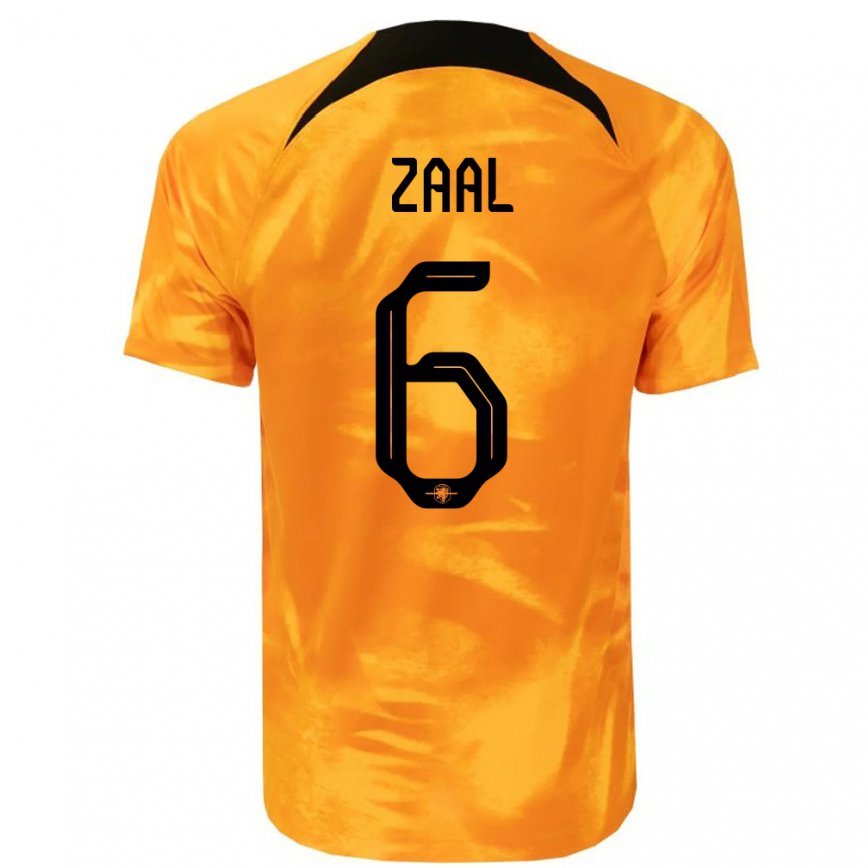 Mujer Camiseta Países Bajos Timo Zaal #6 Naranja Láser 1ª Equipación 22-24 México