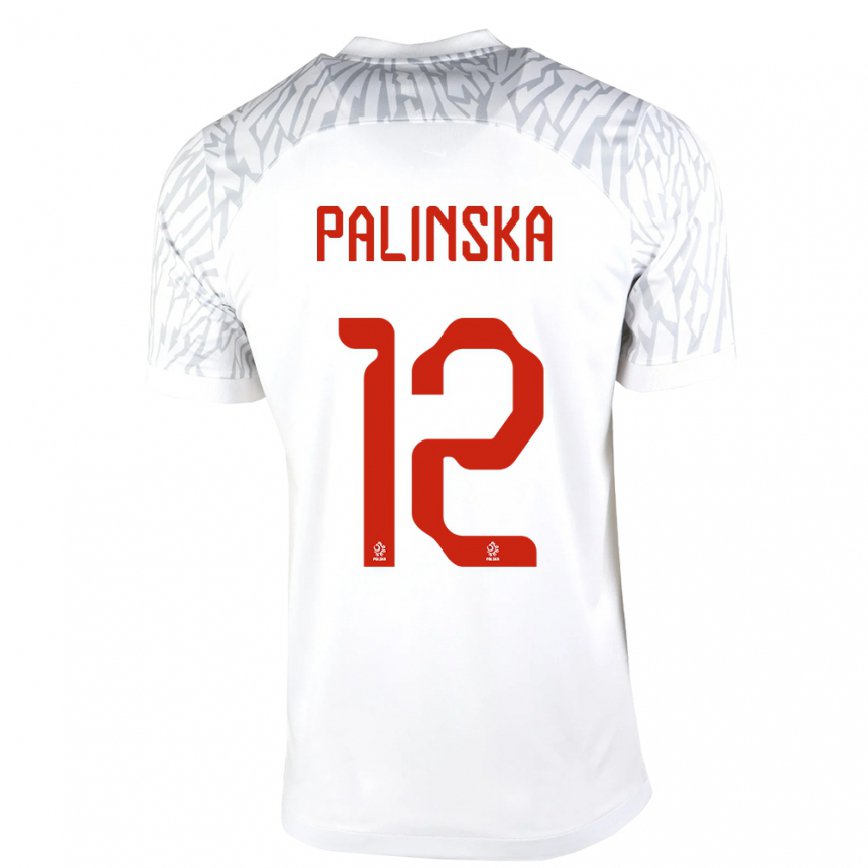 Mujer Camiseta Polonia Anna Palinska #12 Blanco 1ª Equipación 22-24 México