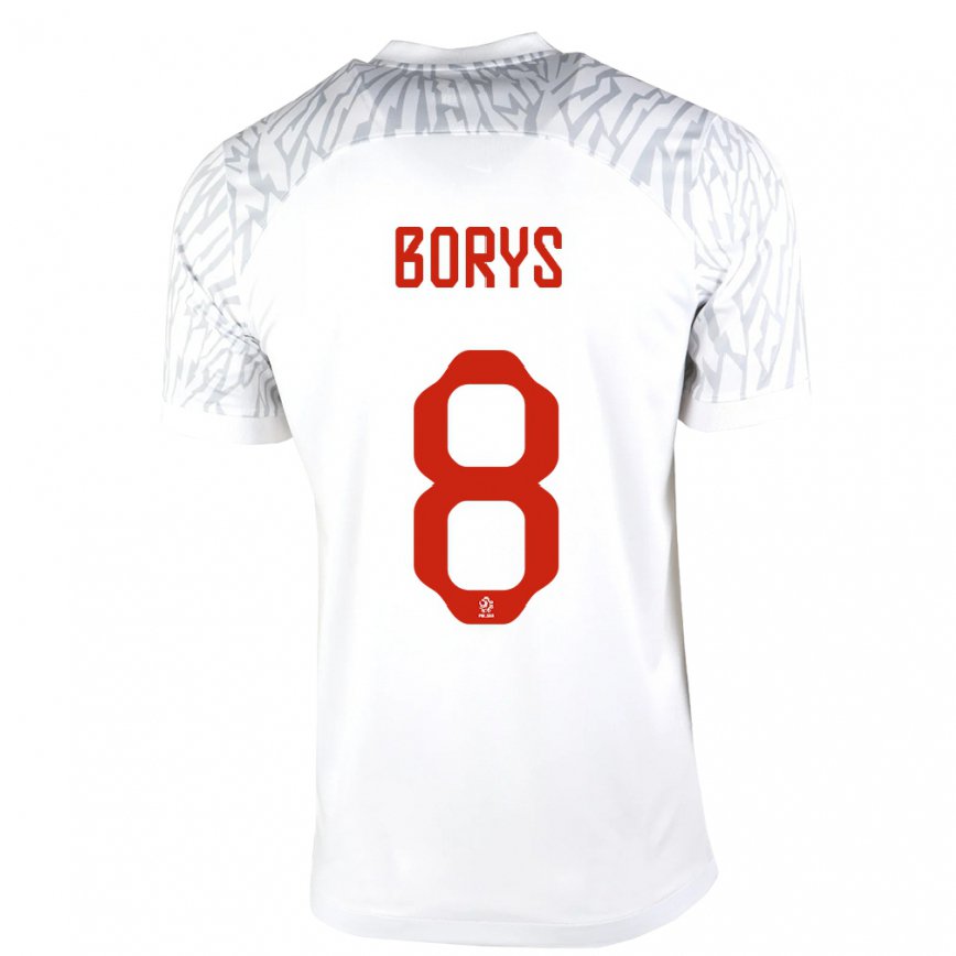 Mujer Camiseta Polonia Karol Borys #8 Blanco 1ª Equipación 22-24 México