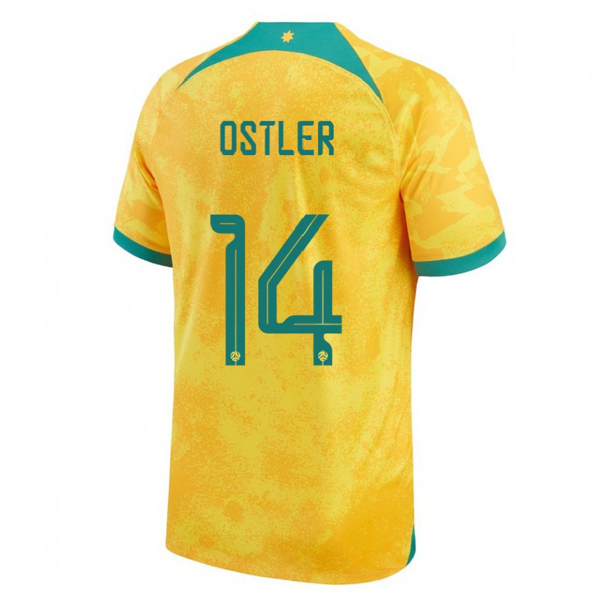 Mujer Camiseta Australia Trent Ostler #14 Dorado 1ª Equipación 22-24 México