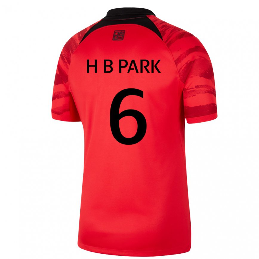 Mujer Camiseta Corea Del Sur Park Hyeon Bin #6 Negro Rojo 1ª Equipación 22-24 México