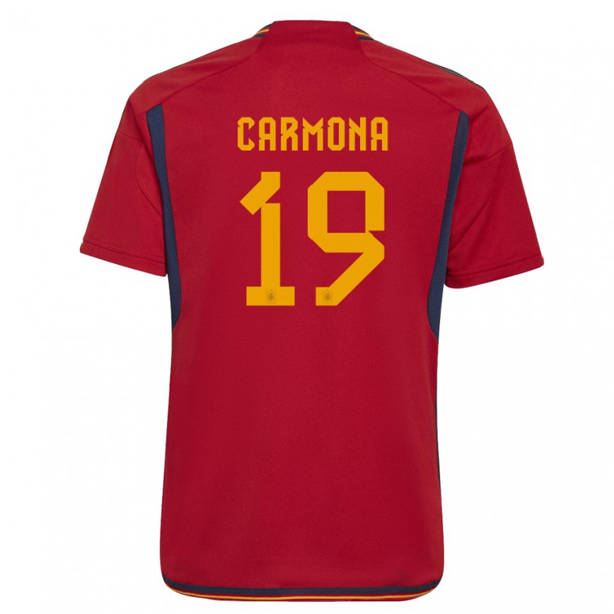 Mujer Camiseta España Olga Carmona #19 Rojo 1ª Equipación 22-24 México