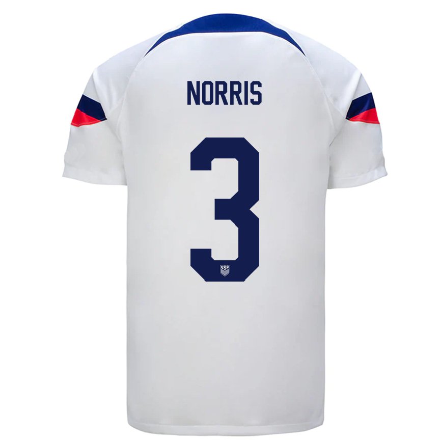 Mujer Camiseta Estados Unidos Nolan Norris #3 Blanco 1ª Equipación 22-24 México