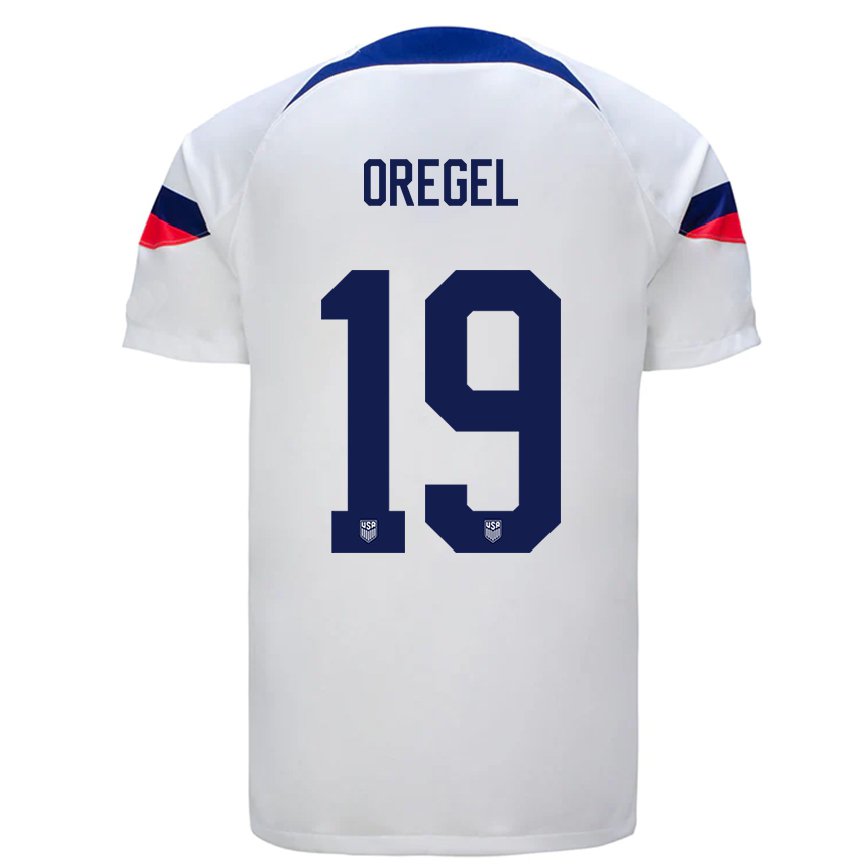 Mujer Camiseta Estados Unidos Sergio Oregel #19 Blanco 1ª Equipación 22-24 México