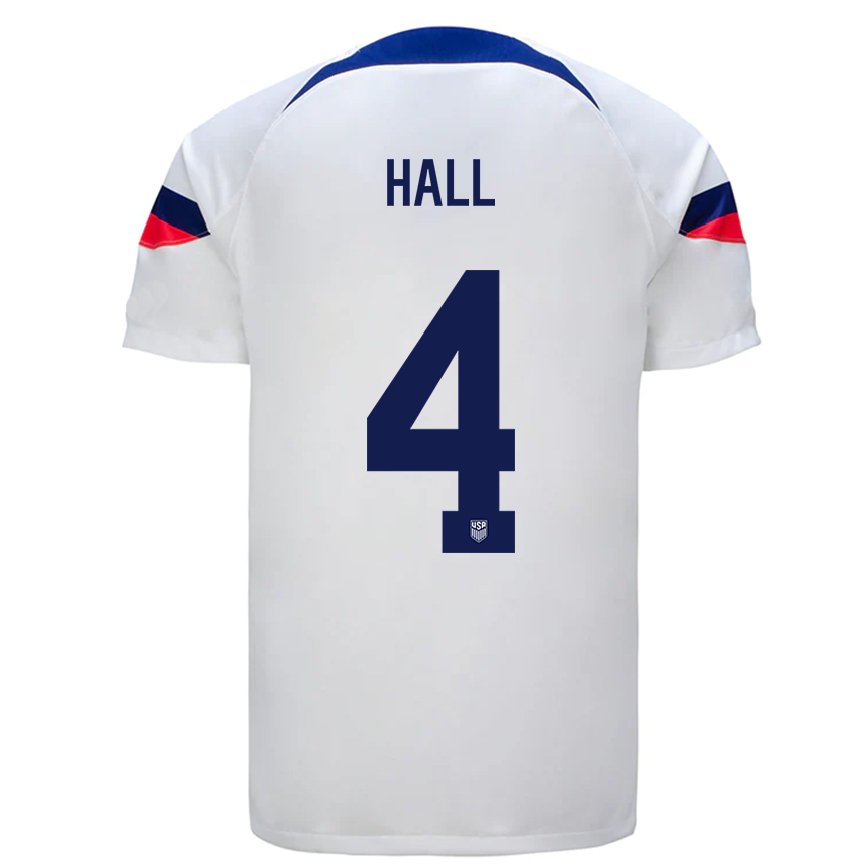 Mujer Camiseta Estados Unidos Tyler Hall #4 Blanco 1ª Equipación 22-24 México