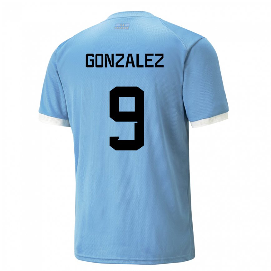 Mujer Camiseta Uruguay Pamela Gonzalez #9 Azul 1ª Equipación 22-24 México