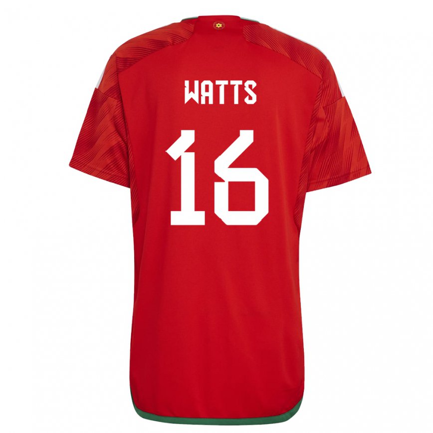 Mujer Camiseta Gales Daniel Watts #16 Rojo 1ª Equipación 22-24 México
