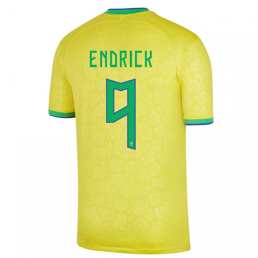Mujer Camiseta Brasil Endrick #9 Amarillo 1ª Equipación 22-24 México
