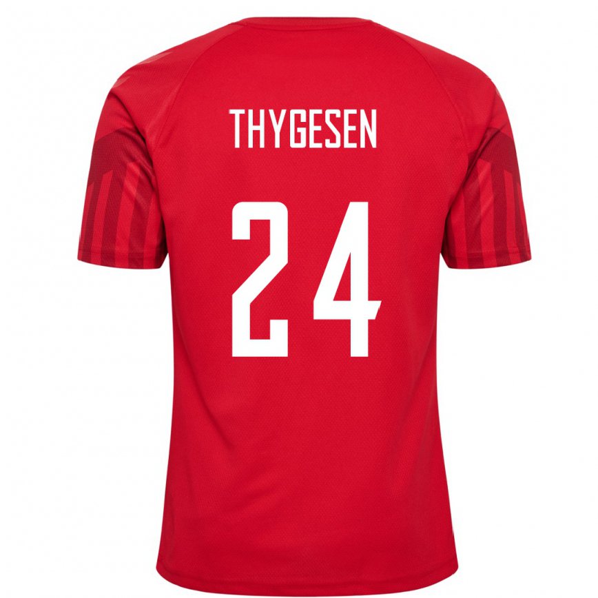 Mujer Camiseta Dinamarca Sarah Thygesen #24 Rojo 1ª Equipación 22-24 México