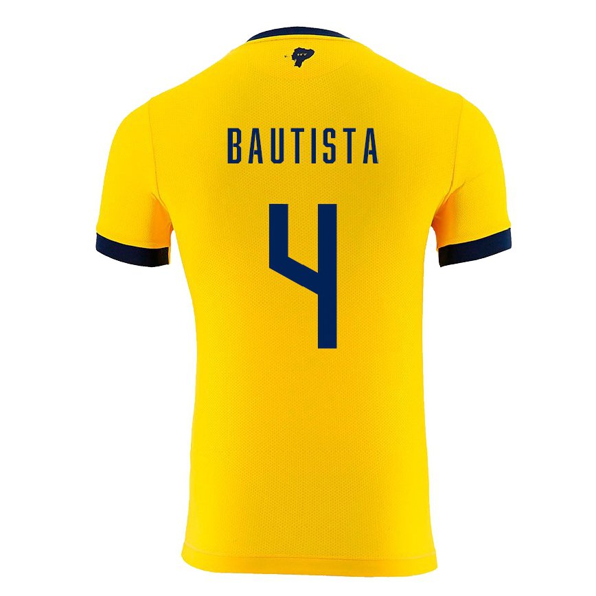 Mujer Camiseta Ecuador Davis Bautista #4 Amarillo 1ª Equipación 22-24 México