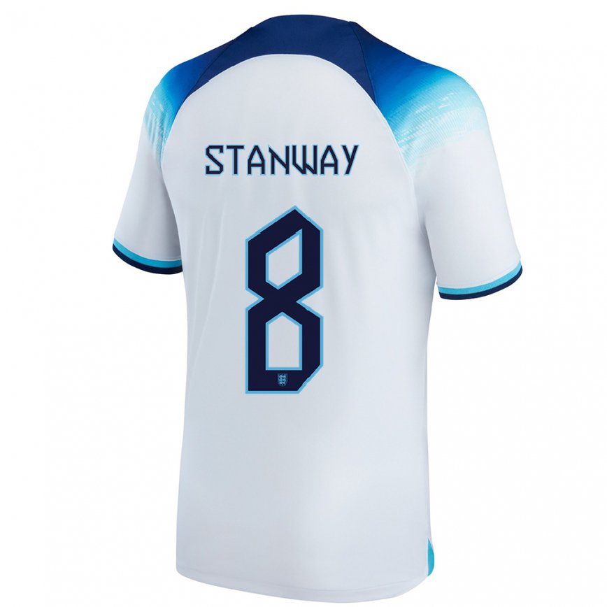 Mujer Camiseta Inglaterra Georgia Stanway #8 Blanco Azul 1ª Equipación 22-24 México