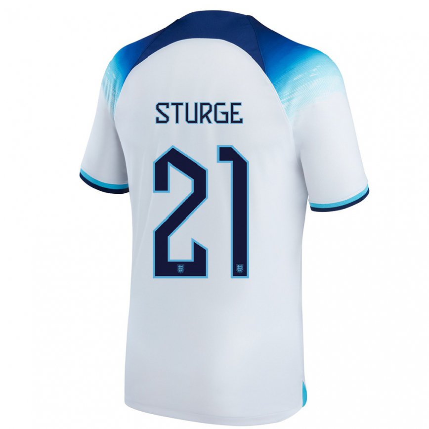 Mujer Camiseta Inglaterra Zak Sturge #21 Blanco Azul 1ª Equipación 22-24 México