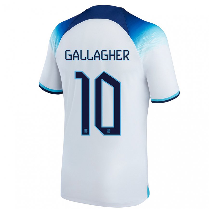 Mujer Camiseta Inglaterra Conor Gallagher #10 Blanco Azul 1ª Equipación 22-24 México