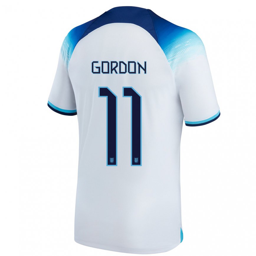 Mujer Camiseta Inglaterra Anthony Gordon #11 Blanco Azul 1ª Equipación 22-24 México