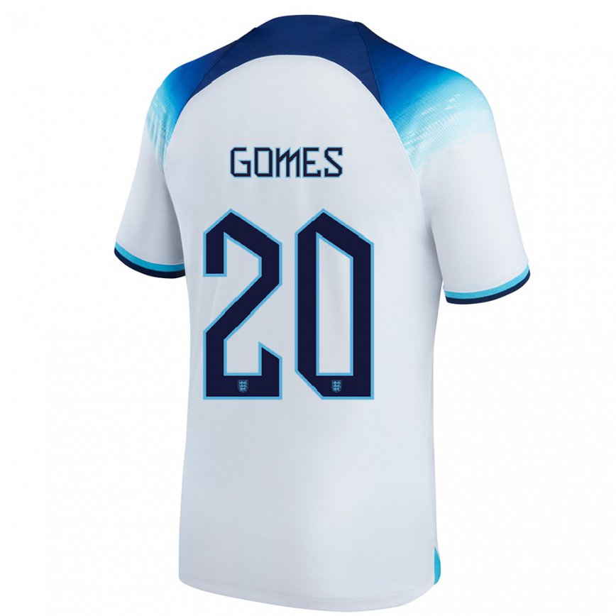 Mujer Camiseta Inglaterra Angel Gomes #20 Blanco Azul 1ª Equipación 22-24 México