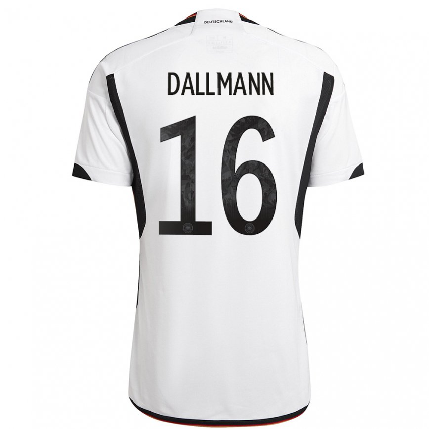 Mujer Camiseta Alemania Linda Dallmann #16 Blanco Negro 1ª Equipación 22-24 México