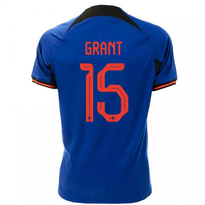 Mujer Camiseta Países Bajos Chasity Grant #15 Azul Real 2ª Equipación 22-24 México