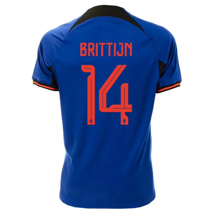 Mujer Camiseta Países Bajos Philip Brittijn #14 Azul Real 2ª Equipación 22-24 México