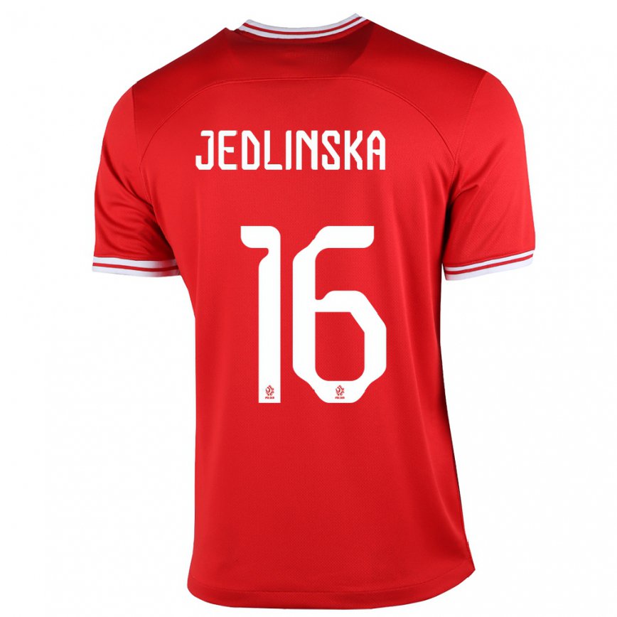 Mujer Camiseta Polonia Klaudia Jedlinska #16 Rojo 2ª Equipación 22-24 México
