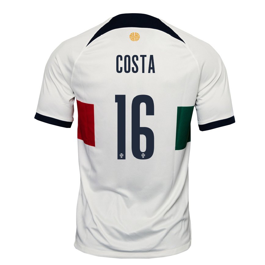 Mujer Camiseta Portugal David Costa #16 Blanco 2ª Equipación 22-24 México
