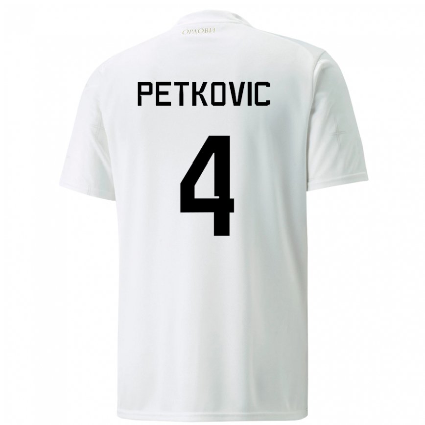 Mujer Camiseta Serbia Nikola Petkovic #4 Blanco 2ª Equipación 22-24 México