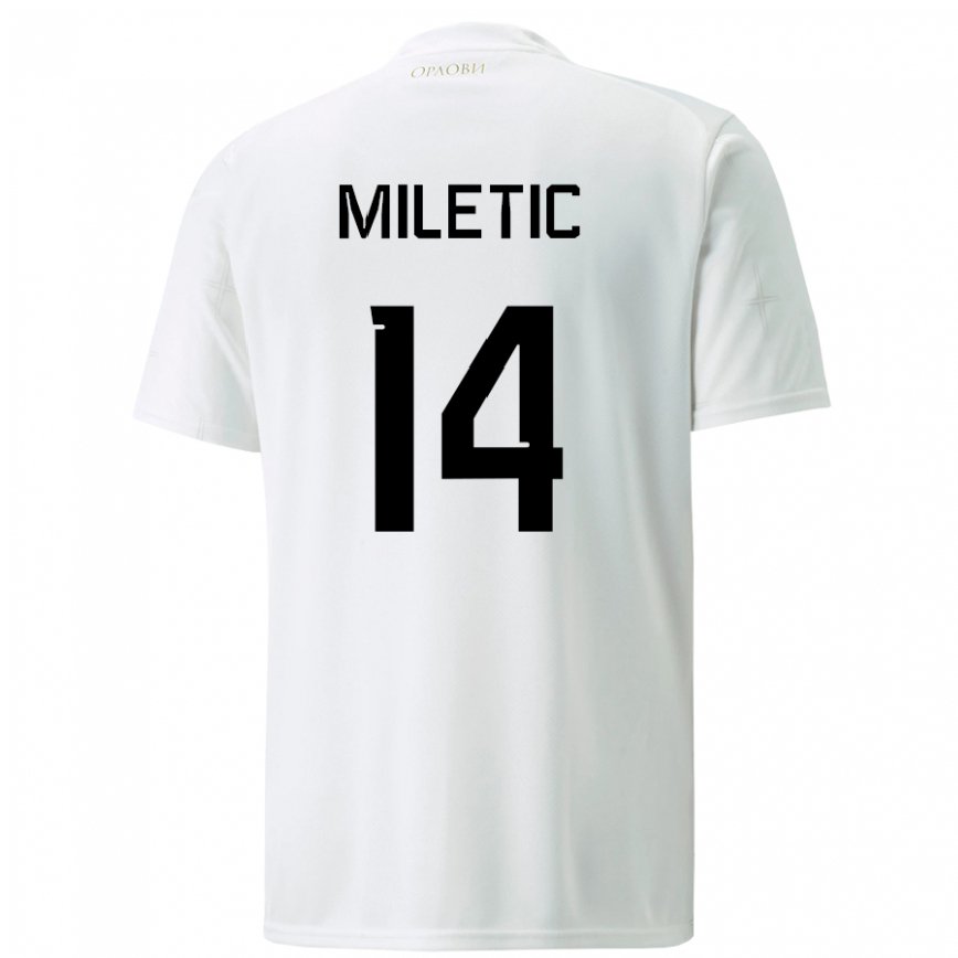 Mujer Camiseta Serbia Vladimir Miletic #14 Blanco 2ª Equipación 22-24 México