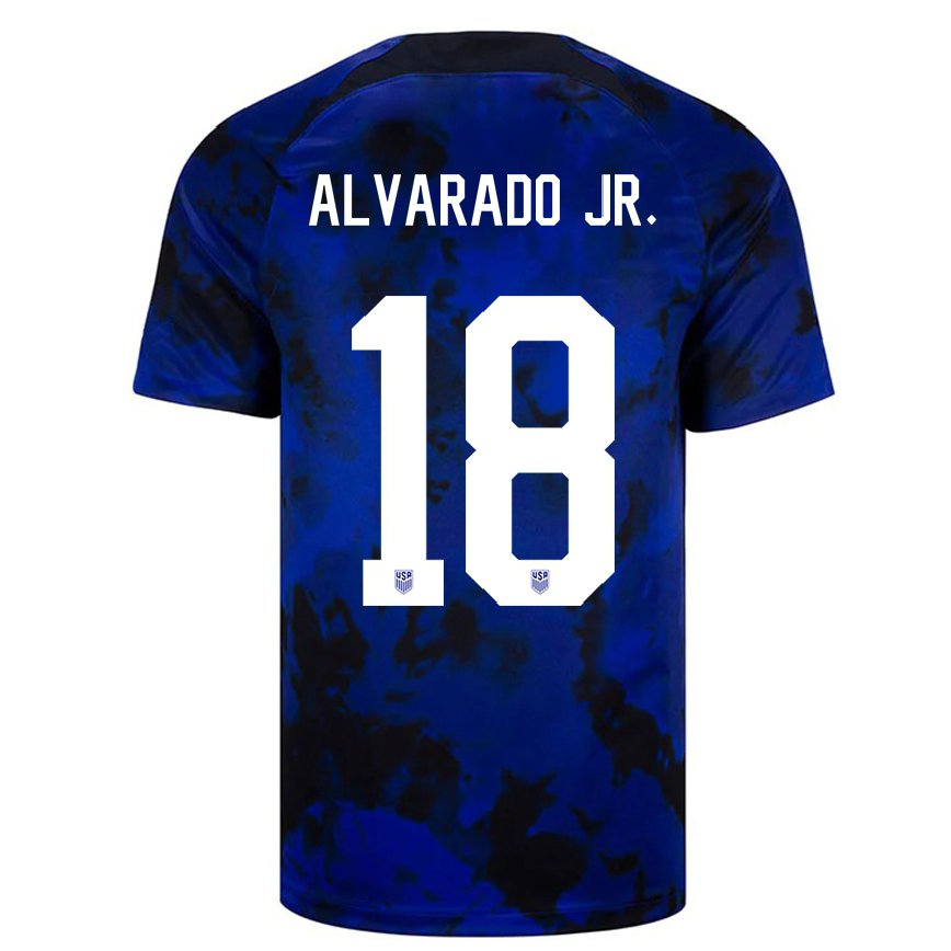Mujer Camiseta Estados Unidos Alejandro Alvarado Jr #18 Azul Real 2ª Equipación 22-24 México