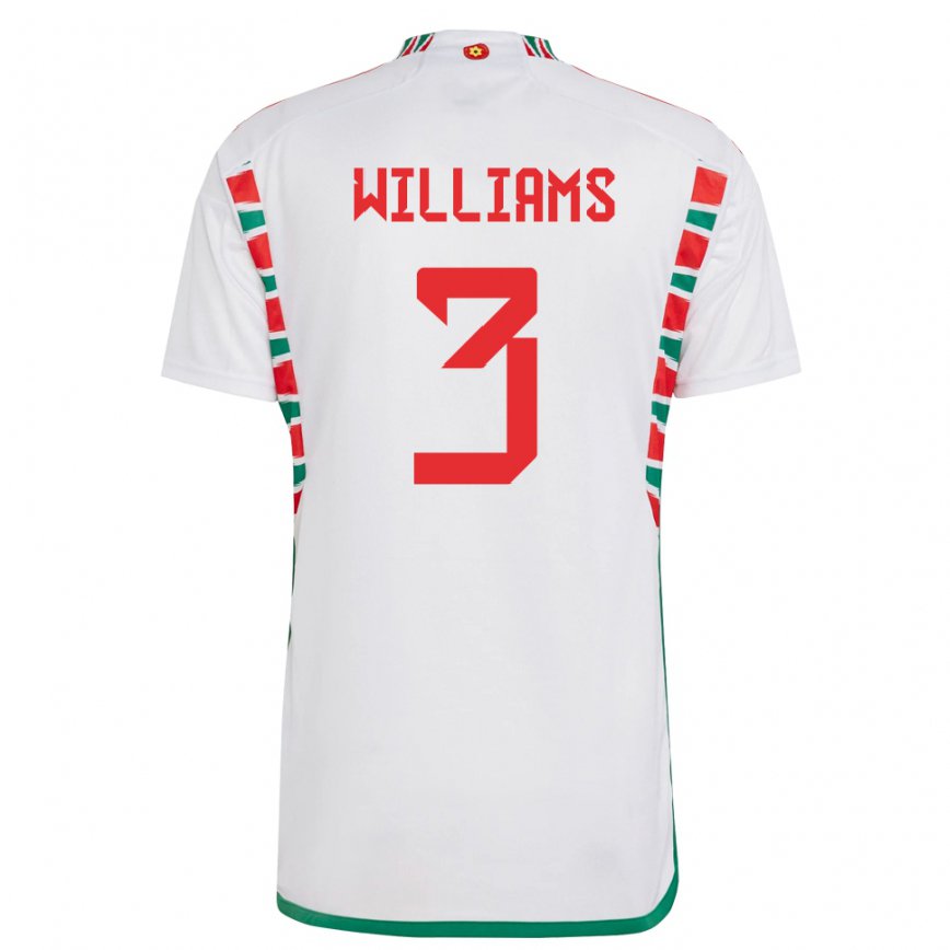 Mujer Camiseta Gales Zac Williams #3 Blanco 2ª Equipación 22-24 México