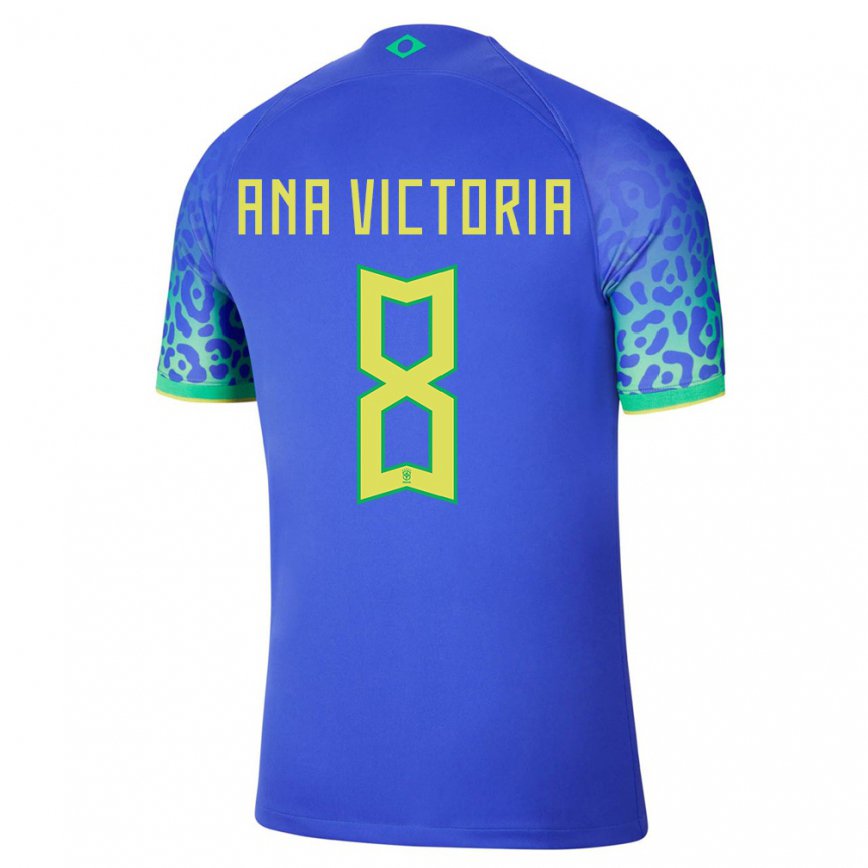 Mujer Camiseta Brasil Ana Victoria #8 Azul 2ª Equipación 22-24 México