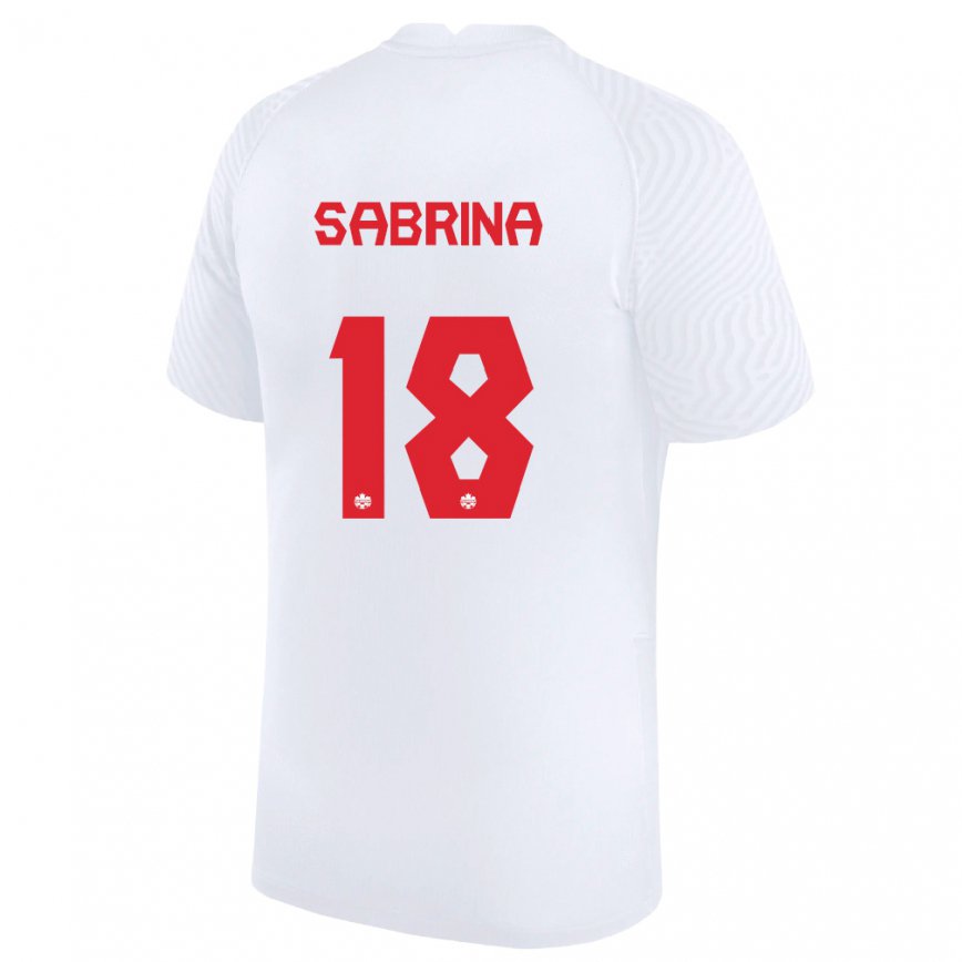 Mujer Camiseta Canadá Sabrina D Angelo #18 Blanco 2ª Equipación 22-24 México