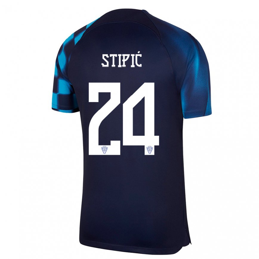 Mujer Camiseta Croacia Mihael Stipic #24 Azul Oscuro 2ª Equipación 22-24 México