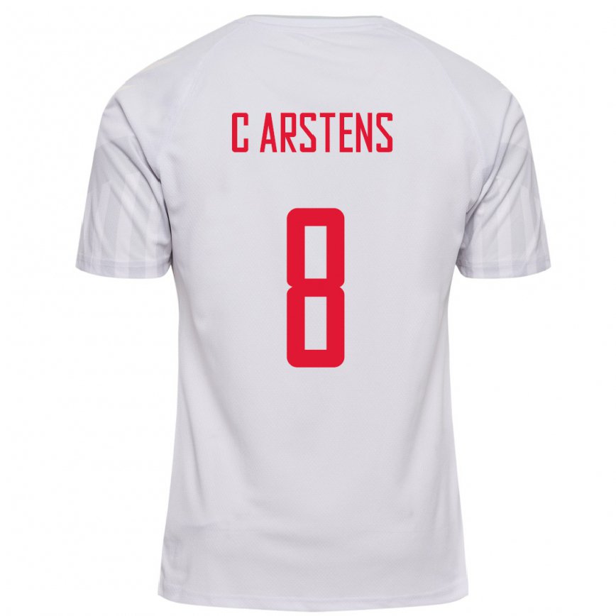 Mujer Camiseta Dinamarca Signe Carstens #8 Blanco 2ª Equipación 22-24 México