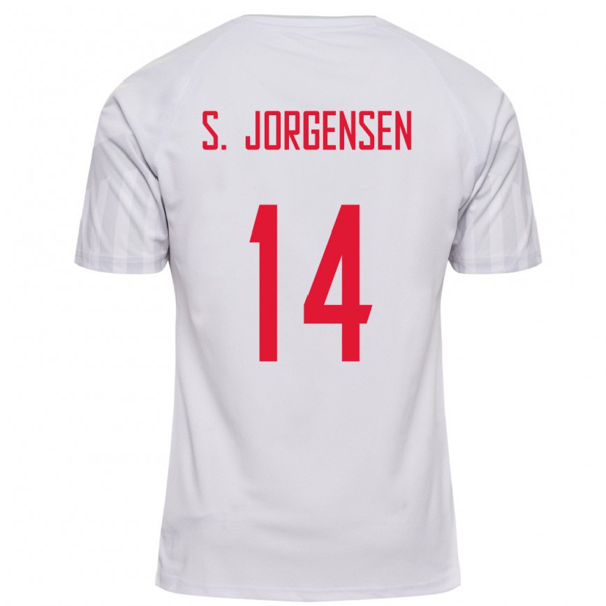 Mujer Camiseta Dinamarca Sebastian Jorgensen #14 Blanco 2ª Equipación 22-24 México