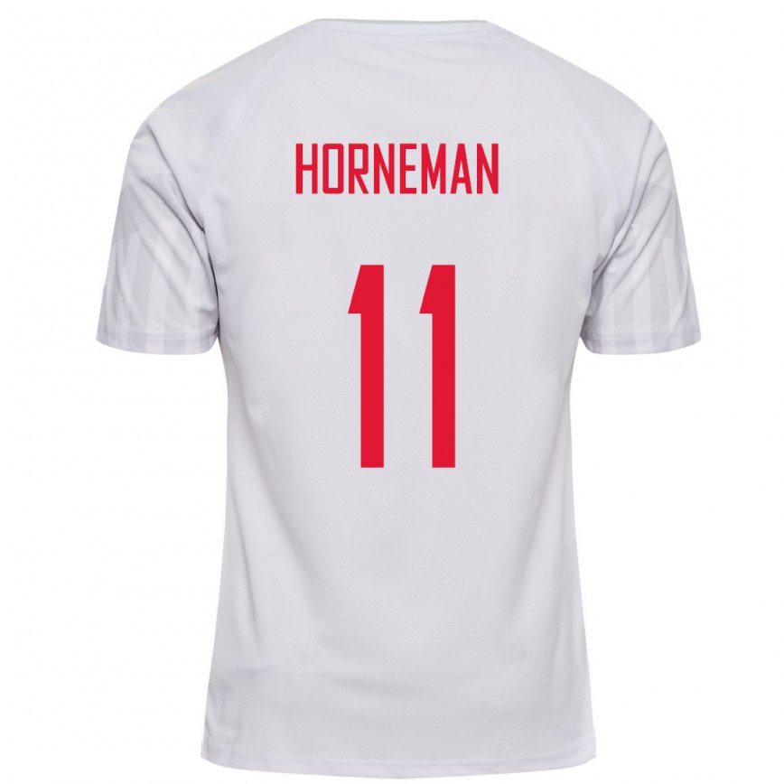 Mujer Camiseta Dinamarca Charly Horneman #11 Blanco 2ª Equipación 22-24 México