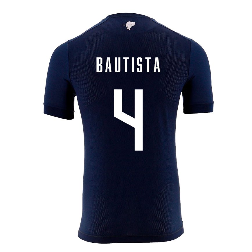 Mujer Camiseta Ecuador Davis Bautista #4 Azul Marino 2ª Equipación 22-24 México