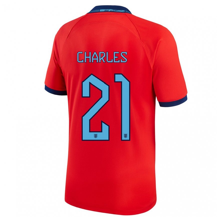 Mujer Camiseta Inglaterra Niamh Charles #21 Rojo 2ª Equipación 22-24 México