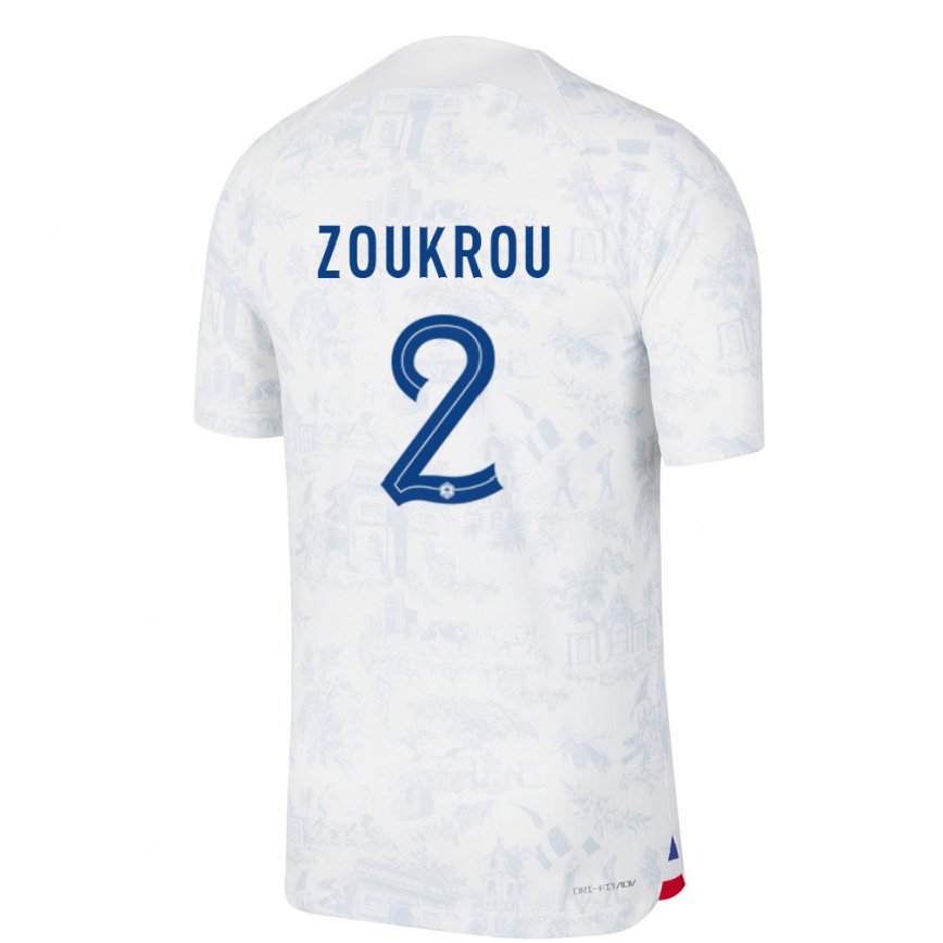 Mujer Camiseta Francia Tanguy Zoukrou #2 Blanco Azul 2ª Equipación 22-24 México