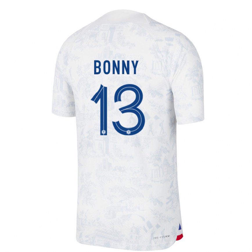 Mujer Camiseta Francia Ange Yoan Bonny #13 Blanco Azul 2ª Equipación 22-24 México