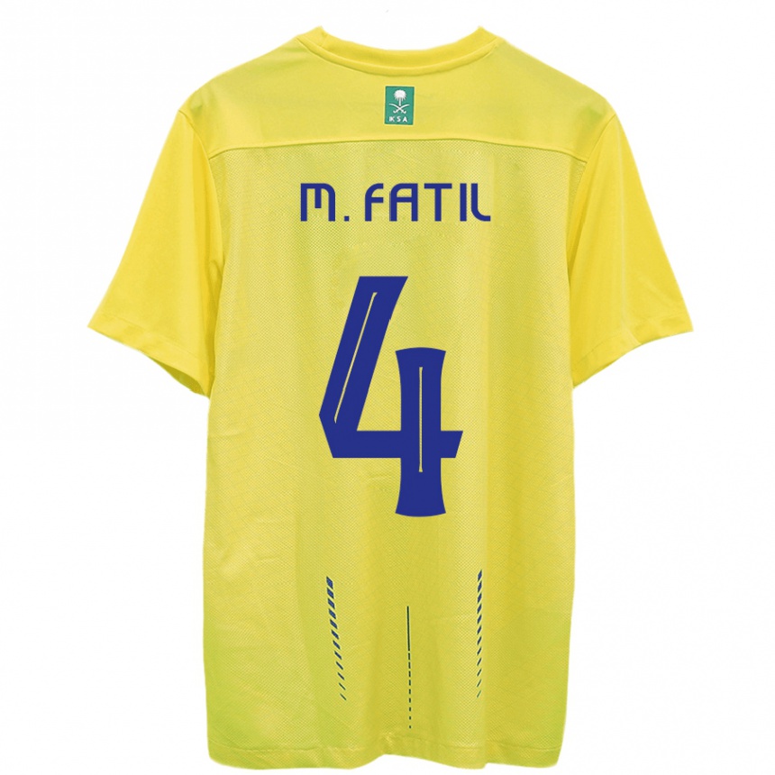 Niño Fútbol Camiseta Mohammed Al-Fatil #4 Amarillo 1ª Equipación 2023/24 México