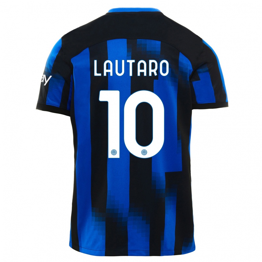 Hombre Fútbol Camiseta Lautaro Martínez #10 Azul Negro 1ª Equipación 2023/24 México