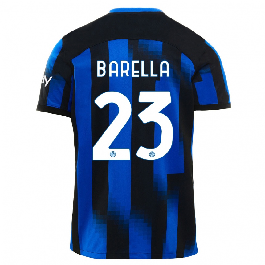 Hombre Fútbol Camiseta Nicolo Barella #23 Azul Negro 1ª Equipación 2023/24 México