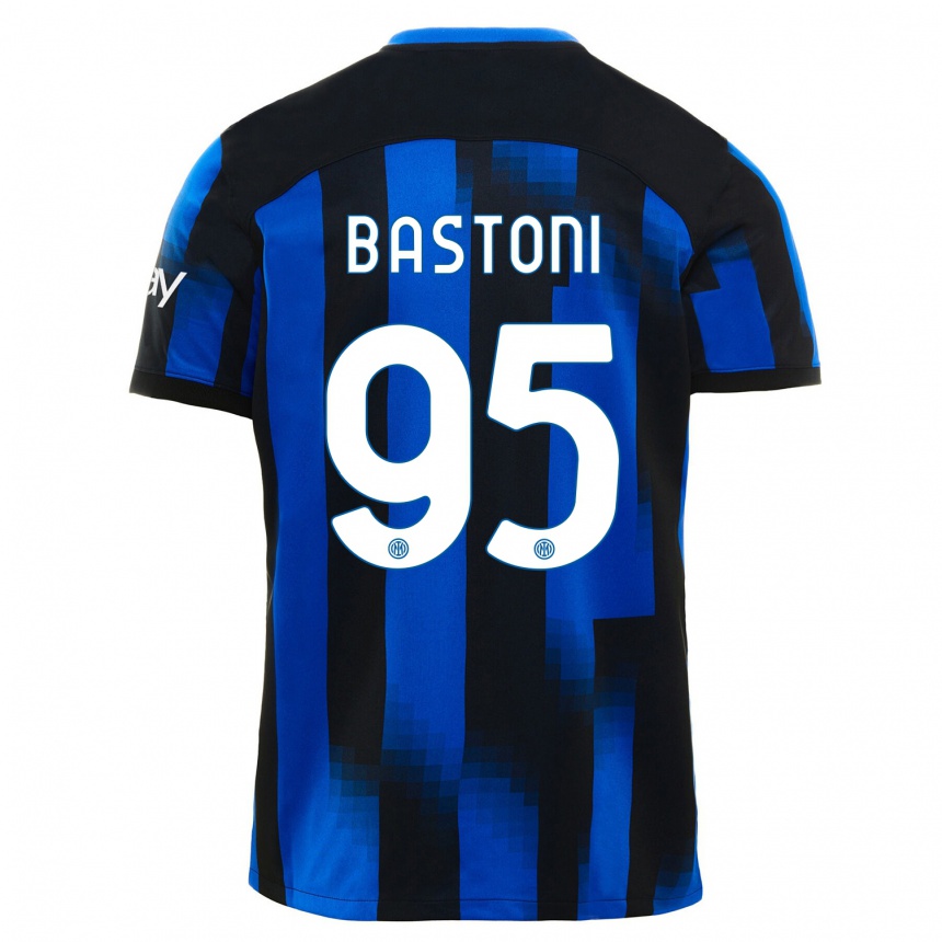 Hombre Fútbol Camiseta Alessandro Bastoni #95 Azul Negro 1ª Equipación 2023/24 México